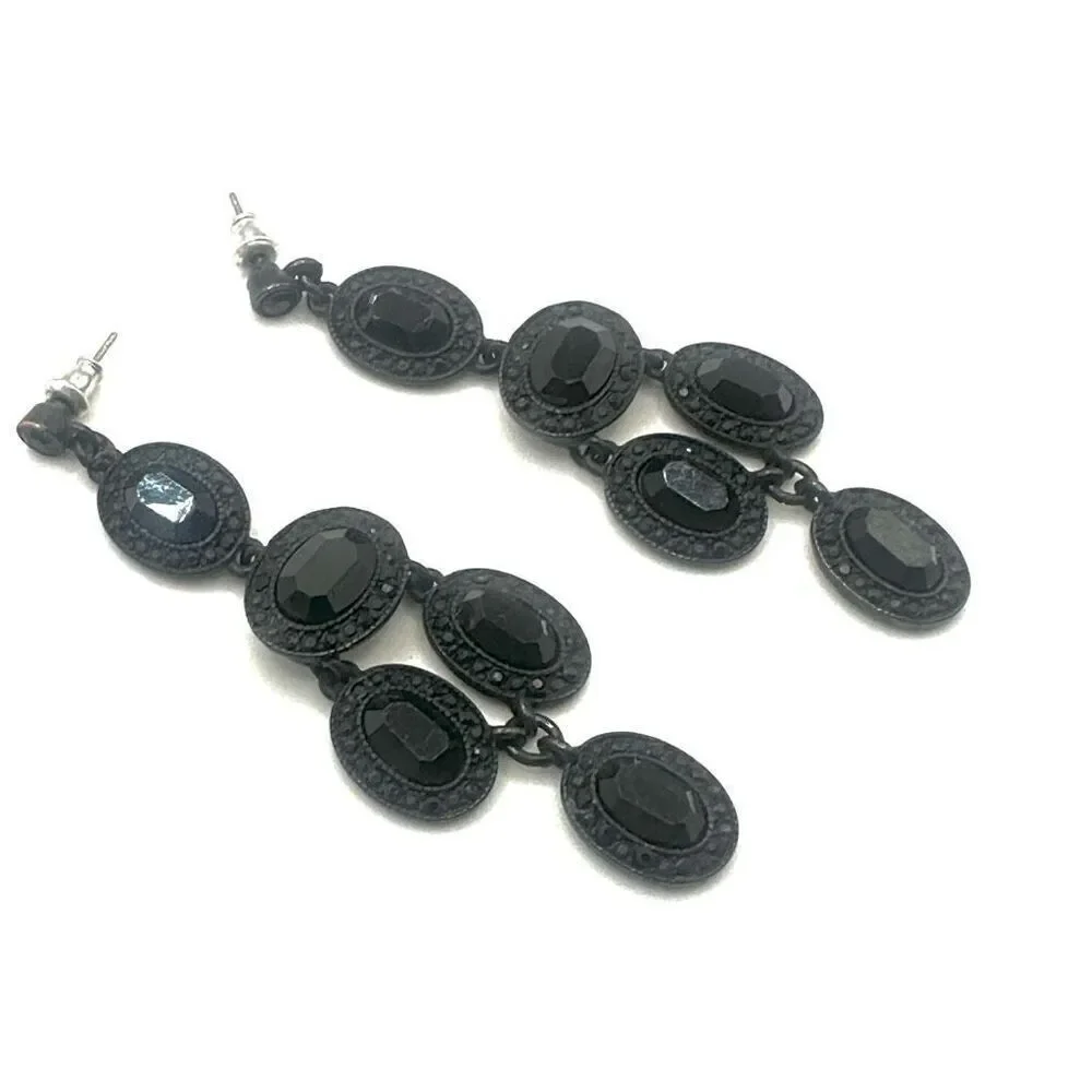 Black beaded long earrings